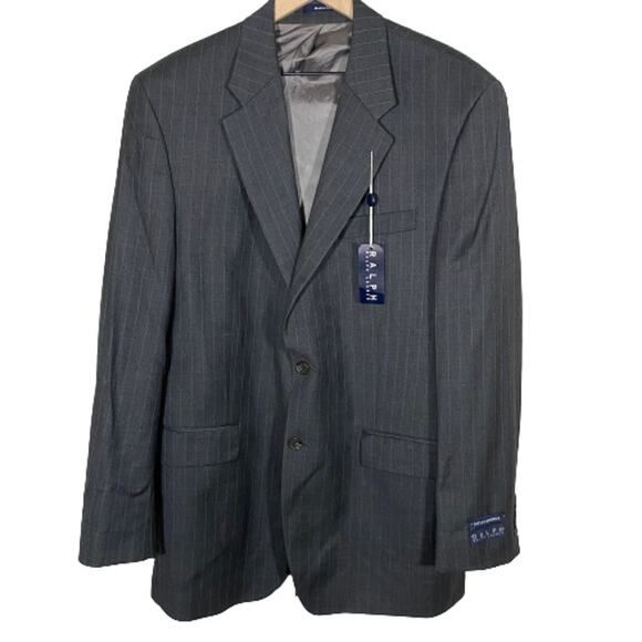 Ralph Ralph Lauren NWT Grey Subtle Pinstripe Suit Jacket Sz 42 Long - Picture 1 of 13